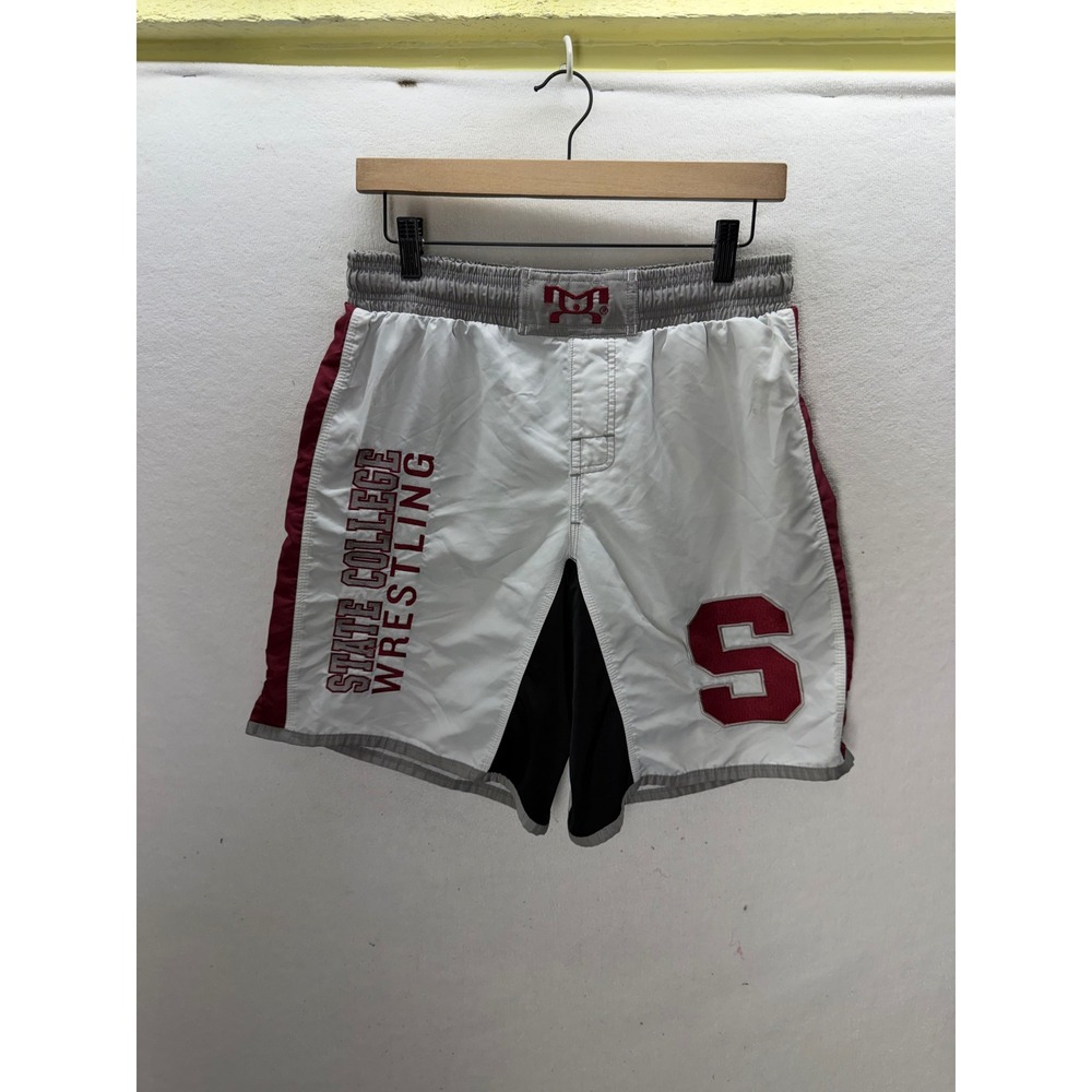 Penn State Wrestling Shorts Mens AM White  State College Embroidered 3499